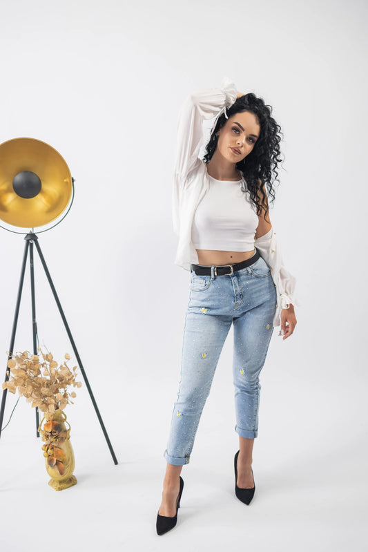 Blugi femei imprimeu fluturasi - Lemus