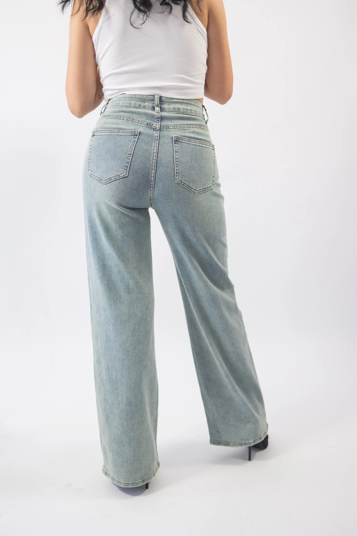 Blugi wide leg cu stropi de vopsea - Lemus