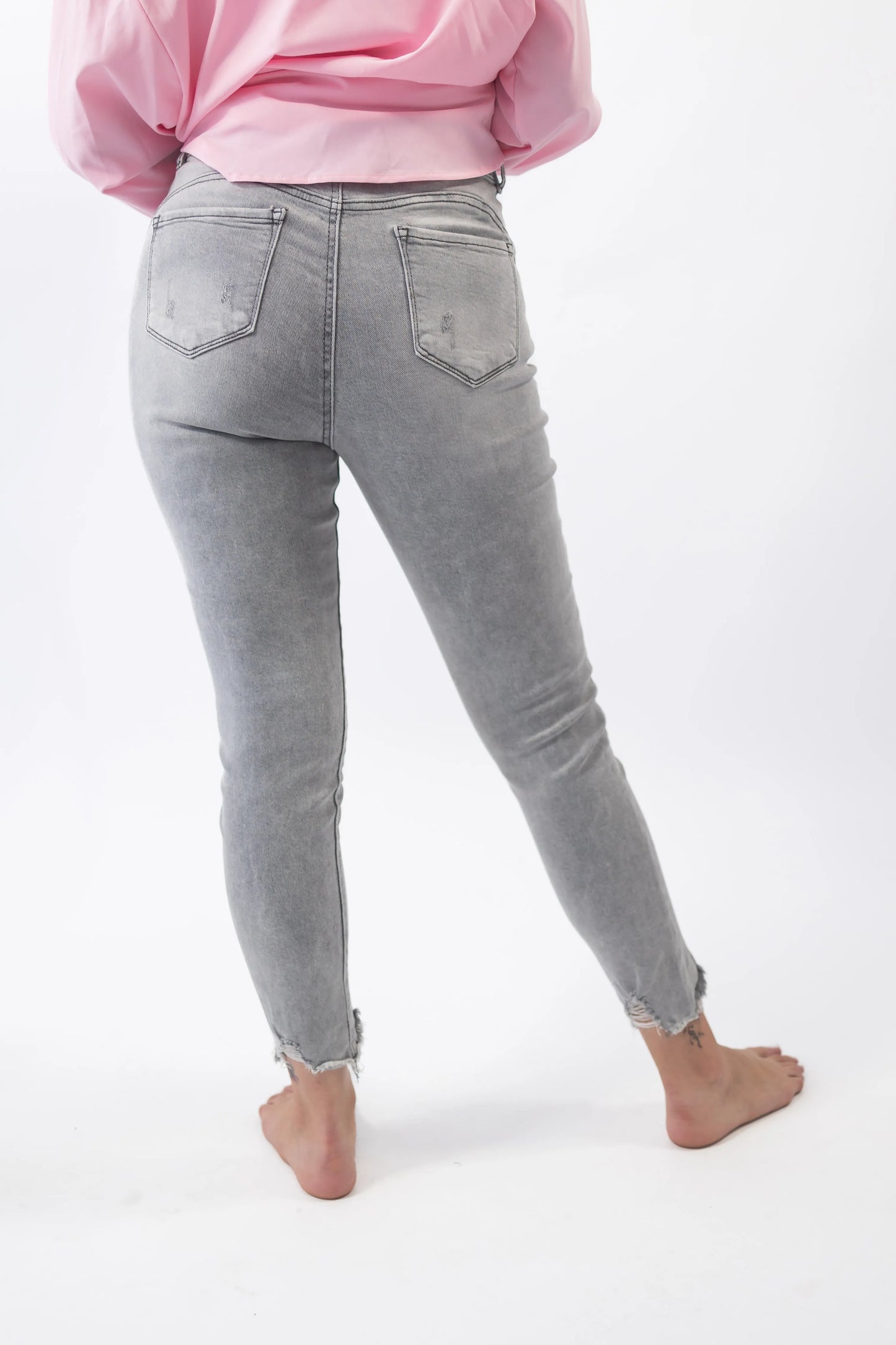 Blugi gri cu fermoar decorativ - Lemus