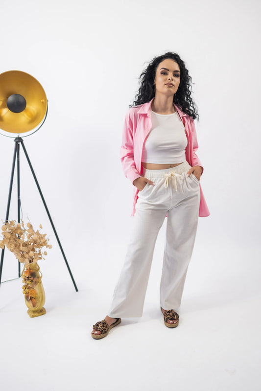 Pantaloni largi in albi - Lemus