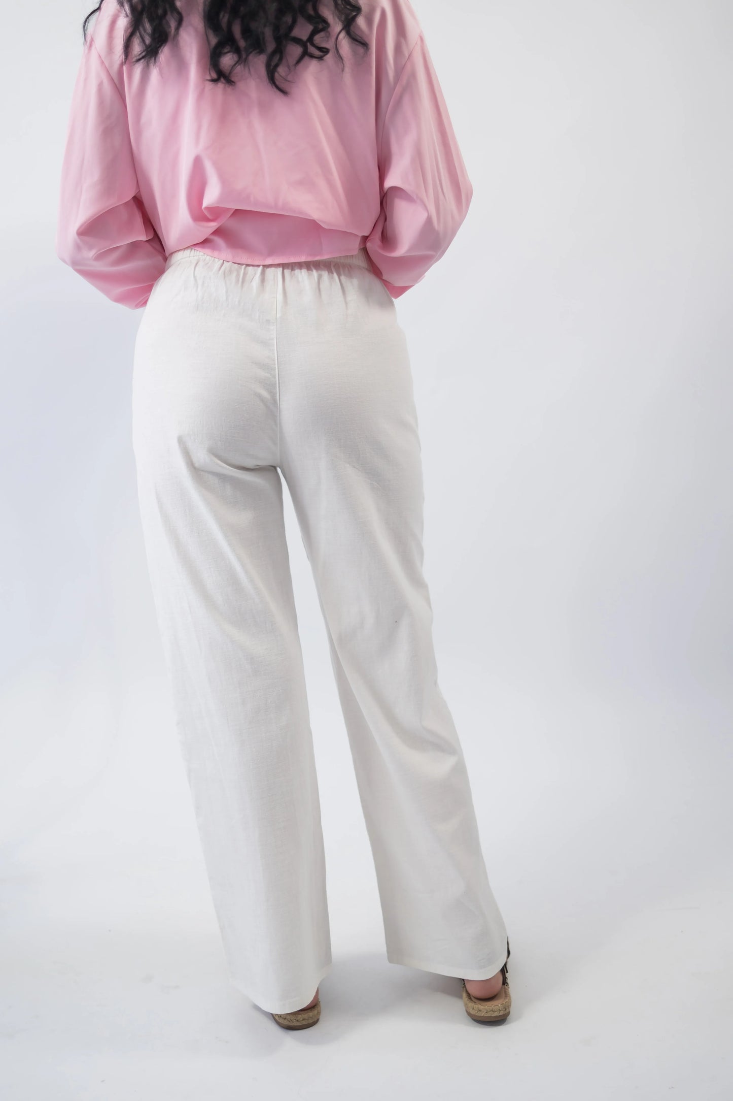 Pantaloni largi in albi - Lemus