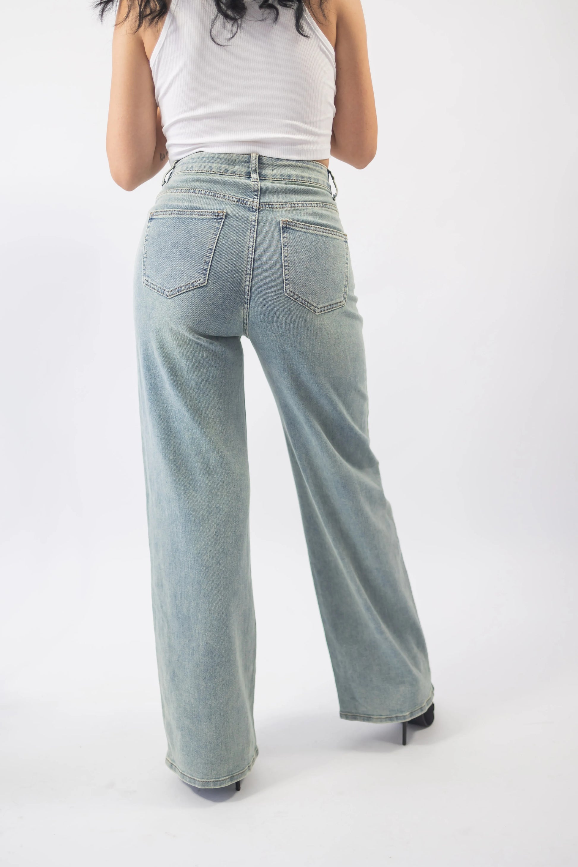 Blugi wide leg cu stropi de vopsea - Lemus