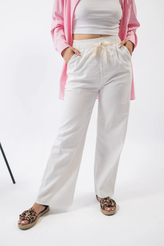 Pantaloni largi in albi - Lemus